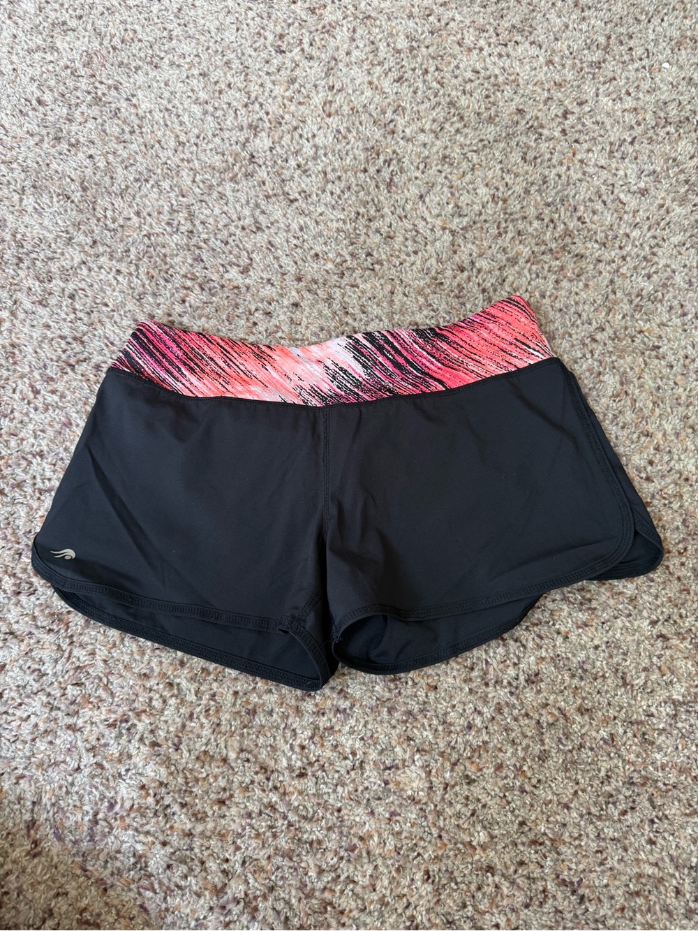 Ideology Black Athletic Shorts with Pink Patterned Waistband